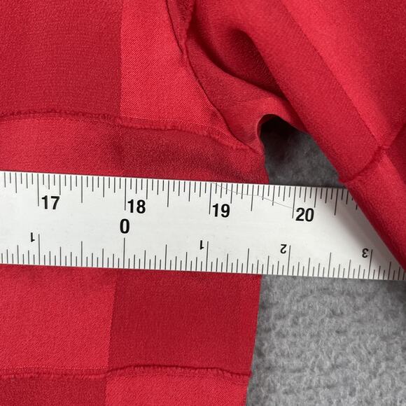 La Perla Shirt Womens Medium Red Silk Checkered Button Up Blouse Made Italy - Picture 6 of 7